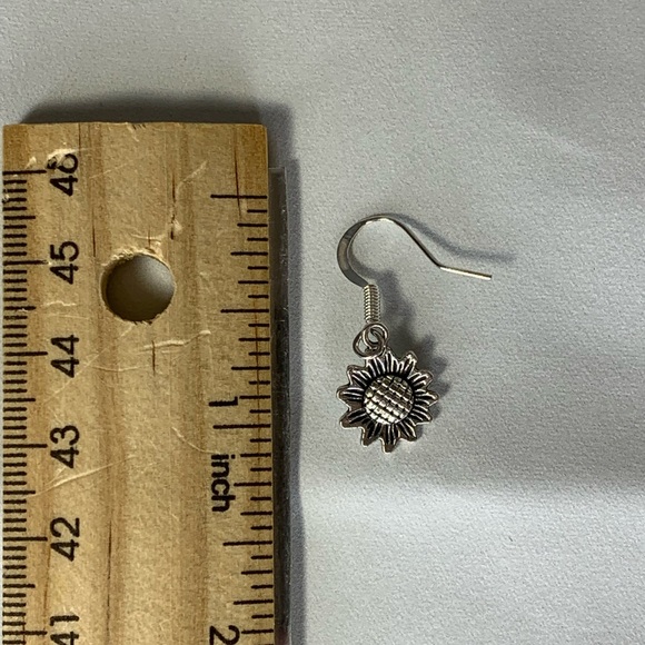 Silver Plated Sunflower Dangle Earrings - Picture 4 of 4